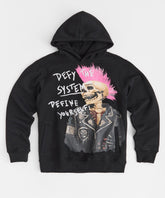 Defy the System Embroidered Hoodie - Black
