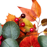 Fall Harvest Artificial Floral and Pinecone Wreath - 22" - Orange and Burgundy