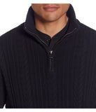 Cable Knit Quarter Zip Sweater Black