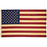 Patriotic Tea-Stained Embroidered Outdoor House Flag 60" X 36"