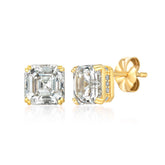 Royal Asscher Cut Stud Earrings Finished in 18kt Yellow Gold