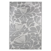 4' X 6' Gray and Off White Floral Rectangular Outdoor Area Rug