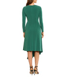 Long Sleeve Asymmetrical Dress Evergreen