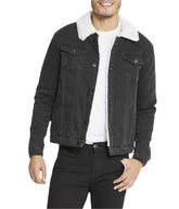 Sherpa Collar Black Denim Jacket