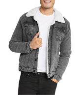 Sherpa Collar Gray Denim Jacket