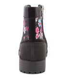 Daria Lace Floral Moto Boot Black