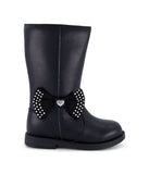Evie Bow Tall Boot With An Oversided Bow On Side Of The Ankle Black