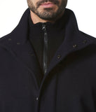 Coyle 33" Melton Wool Stand Collar With Inset Knit Bib Ink