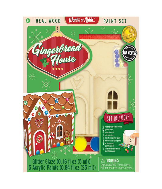 Works of Ahhh... Wood Painting Kit - Gingerbread House Multi