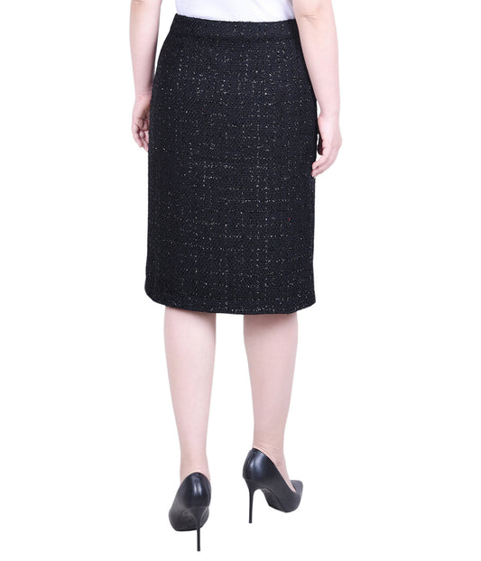 Knee Length Slim Tweed Knit Skirt