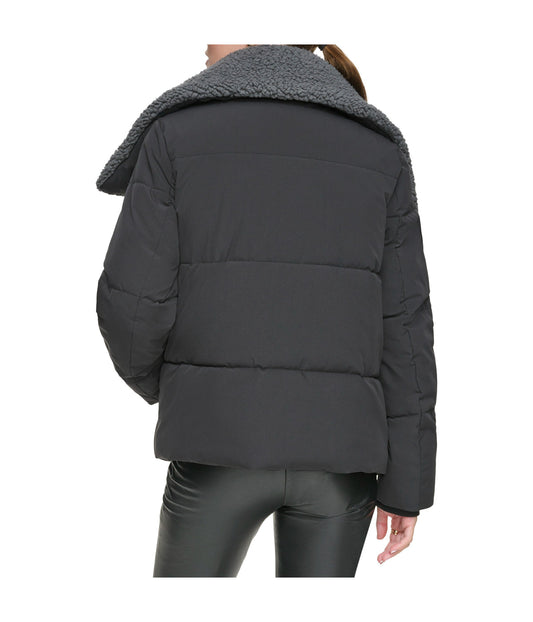 Valencia Water Resistant Faux Shearling Lined Puffer Black