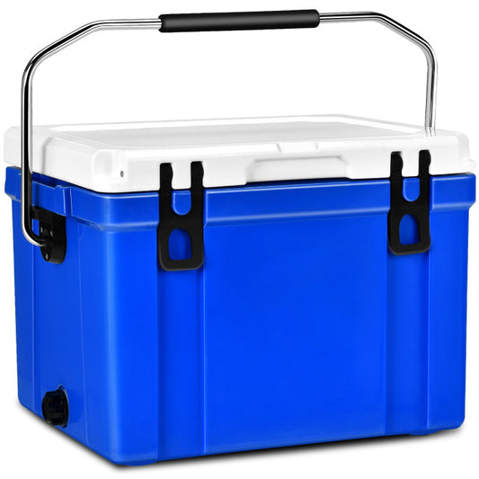 26 Quart Portable Cooler Ice Chest For 20 Cans For Camping Blue & White