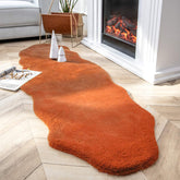 Orange Faux Rabbit Fur Fuzzy Soft Fluffy Plush Cozy Shaggy Area Rug by Homemartgoods