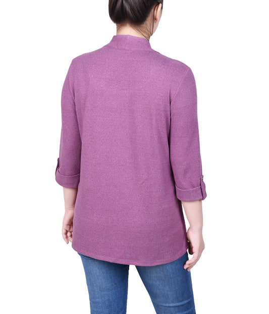 Petite 3/4 Sleeve Two In One Top