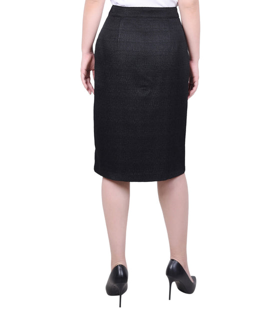 Petite Slim Tweed Double Knit Skirt with Pockets