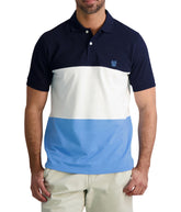 Chaps Men's Classic Fit Short Sleeve Recycled Poly Blend Colorblock Pique Polo