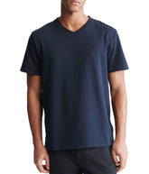 Short Sleeves Smooth Solid V-Neck Tee