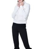 Nina 19.5" Recycled Poly And Perfomance Pique Zip Front Cropped Blouson Jacket White