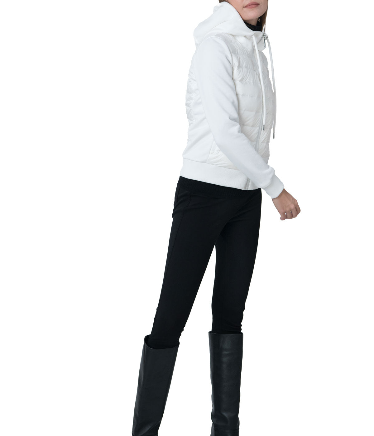 Luna 22" Recycled Nylon And Performance Pique Zip Front Hoodie Jacket White