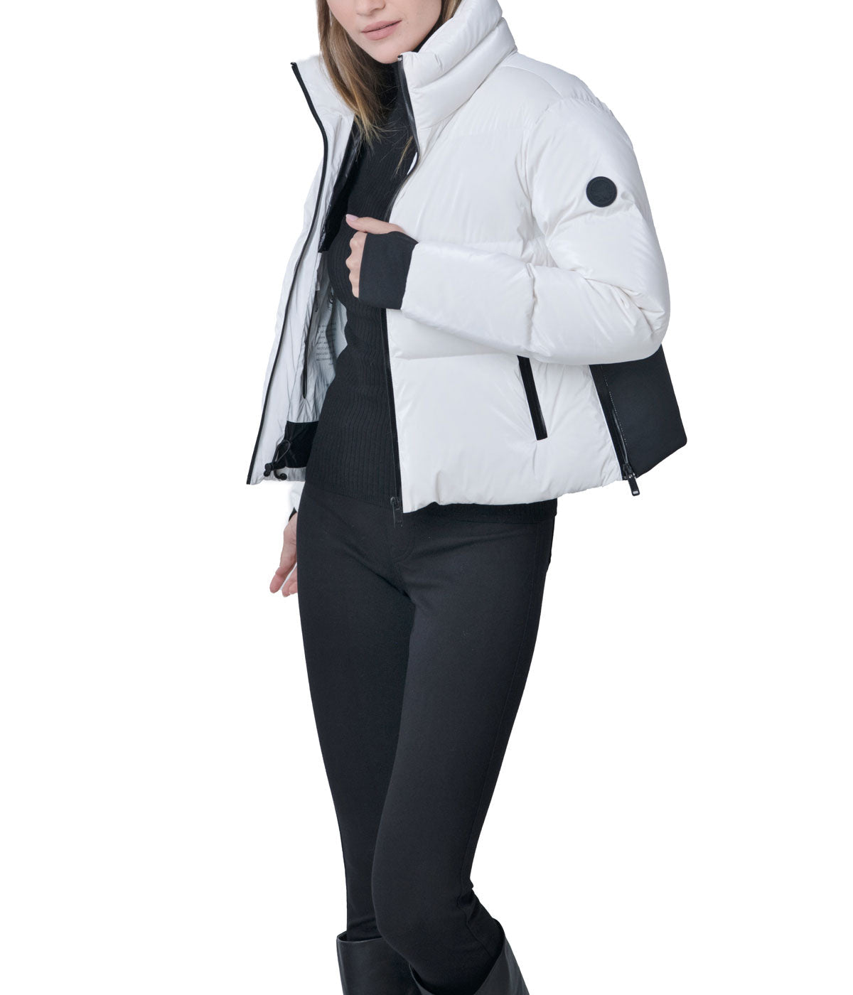 Evo Metallic 20.5" Recycled Nylon Ripstop Cropped Jacket White