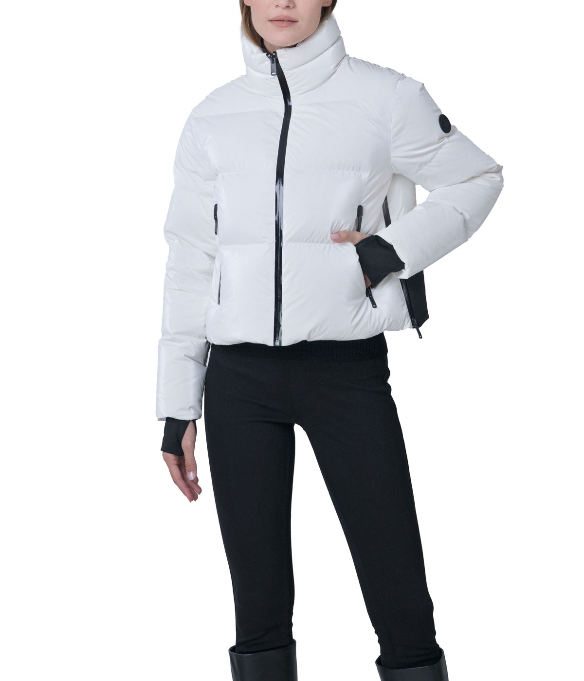 Evo Metallic 20.5" Recycled Nylon Ripstop Cropped Jacket White