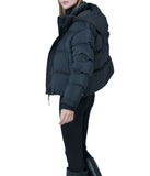 Ritz 24" Recycled Strech Poly Fly Front Hooded Cropped Blouson Black