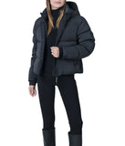 Ritz 24" Recycled Strech Poly Fly Front Hooded Cropped Blouson Black