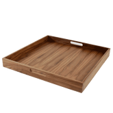 20 x 20 Inch Square Walnut Wood Serving and Coffee Table Tray with Handles by Virginia Boys Kitchens