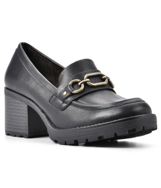 Booster Heeled Loafers Black/Smooth/Ant.Brass