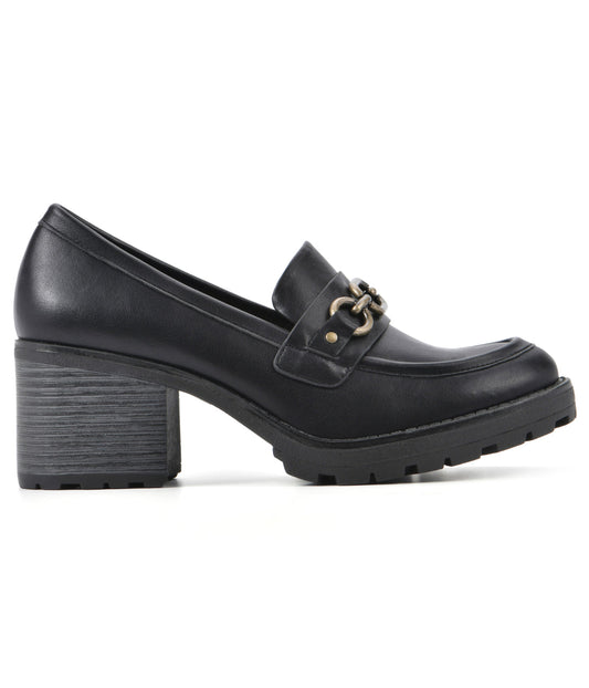 Booster Heeled Loafers Black/Smooth/Ant.Brass