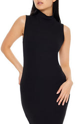 Ribbed Knit Mock Neck Midi Dress