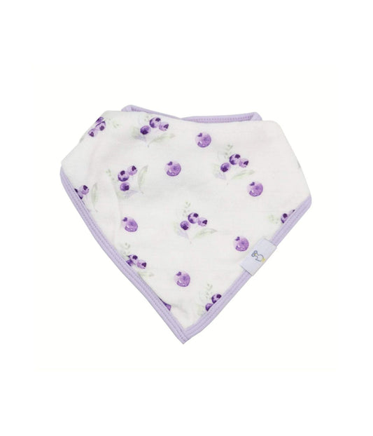 Blueberries and Flowers Lavender2 Pack Muslin & Terry Cloth Bib Set White/Purple/Green