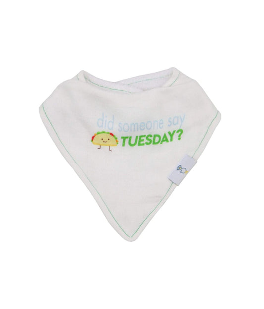 Taco Tuesday and Taco 2 Pack Muslin & Terry Cloth Bib Set White/Green/Yellow/Red