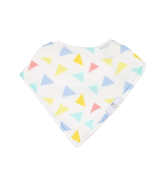 Sister and Triangles 2 Pack Muslin & Terry Cloth Bib Set White/Red/Yellow/Blue/Green