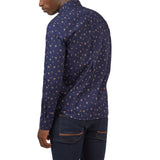 Scattered Floral Print Twill Buttondown Shirt with Long Sleeves
