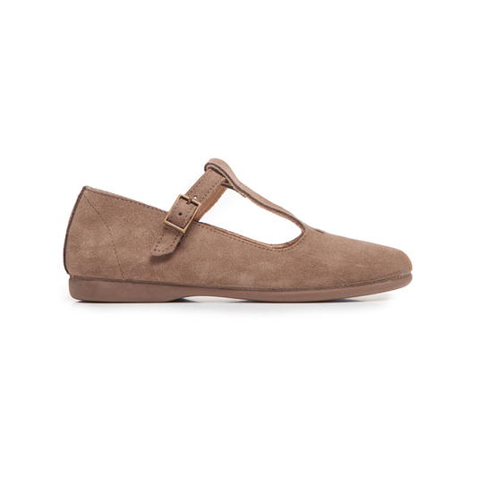 Suede Spectator T-band Shoes in Taupe