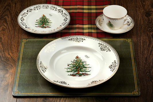Christmas Tree Gold Dinner Plate Set of 4