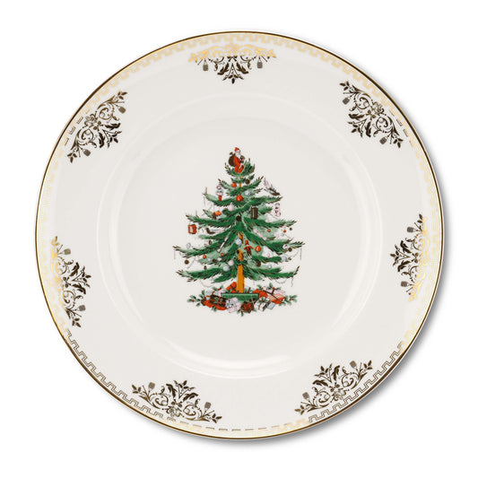 Christmas Tree Gold Dinner Plate Set of 4