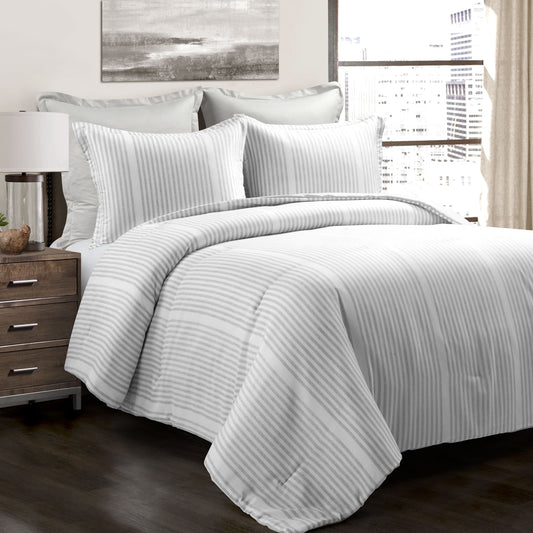 Farmhouse Drew Stripe Silver-Infused Antimicrobial Comforter 5 Piece Set