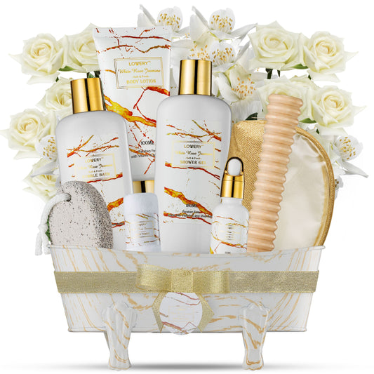 White Rose Jasmine Bath And Body Gift Basket