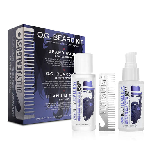 Beard Kit-2 Oz Original Gangster Beard Wash, 2 Oz Original Gangster Beard Oil, Titanium Comb