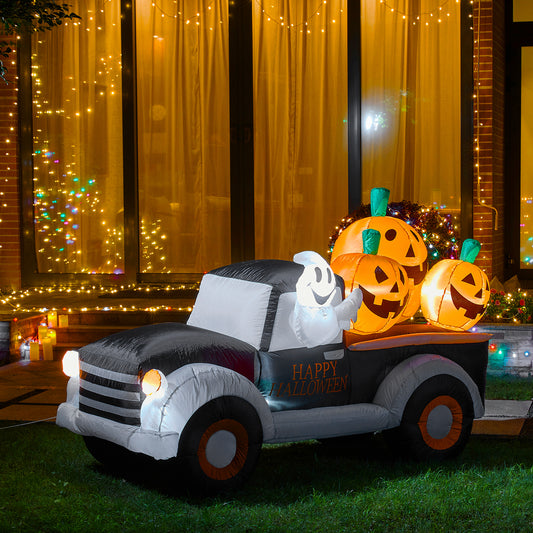 8FT Lighted Inflatable Truck with Jack-O-Lantern Pumpkins Decor