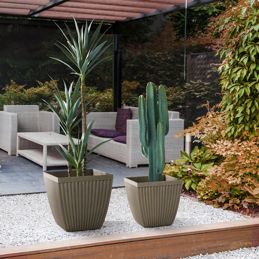 Set of 2 Eco-Friendly Oversized Square Fluted Planters