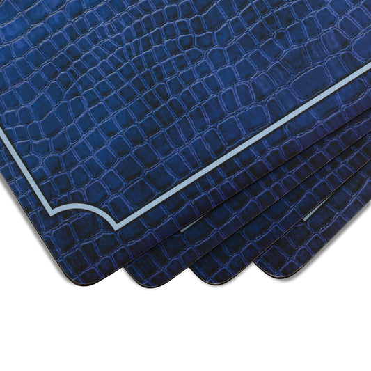 Blue Croc Leather Placemats Set of 4