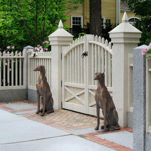 Sitting Greyhound Dog Statue Set of 2