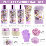 Vanilla Lavender Bath and Body Gift Basket, 13 Pieces