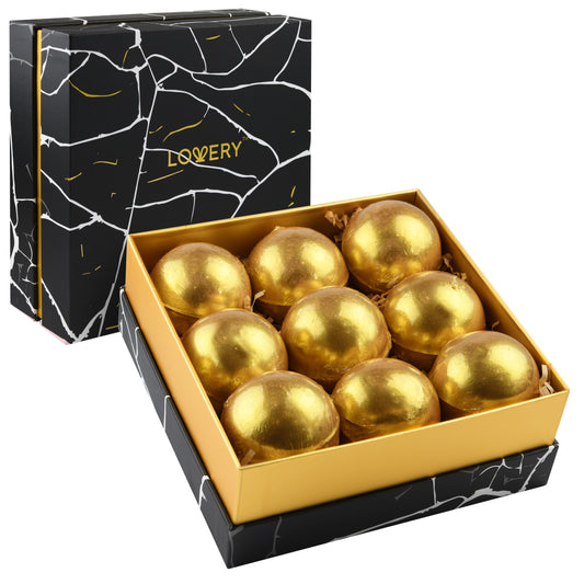 24K Gold Bath Bombs Gift Box, 9 Handmade Spa Bombs