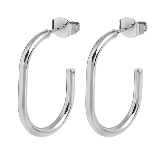 Modern Oval Hoop Earrings
