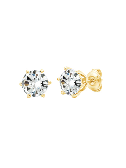 Solitaire Brilliant Stud Earrings - 6 prong Finished