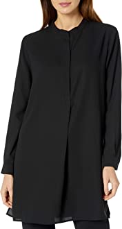 Long Sleeve Pop-Over Tunic With Covered Placket And Side Slits CDC